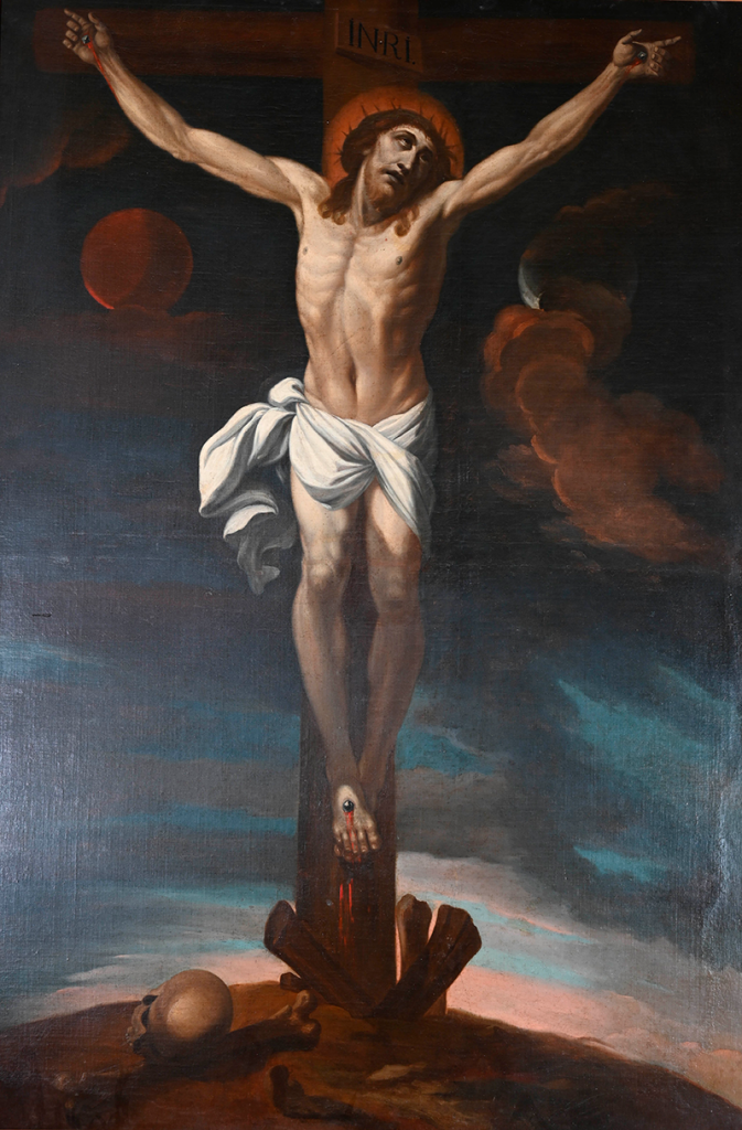 Cristo en la cruz
Óleo sobre lienzo, siglo XVIII
Iglesia parroquial de San Gil Abad de Zaragoza.
